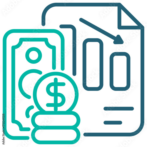 Deficit Outline Blue Icon