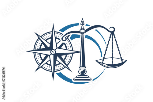 Compass and Scales of Justice Logo navigation balance