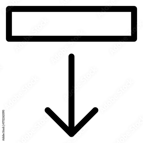 Cursor indicating downward movement towards a target for user interface design and interactive applications