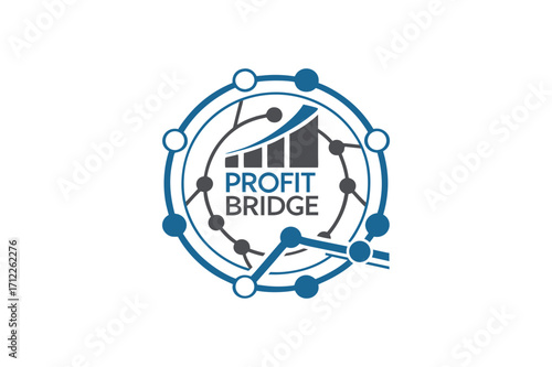 Profit bridge logo with graph and network connections Keywords: profit bridge, logo, finance