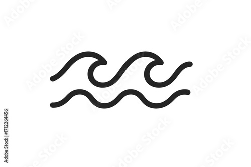 Water wave symbol linear icon vector illustration with transparent background set, ocean waves, sea water motion, marine design element, simple line art symbol