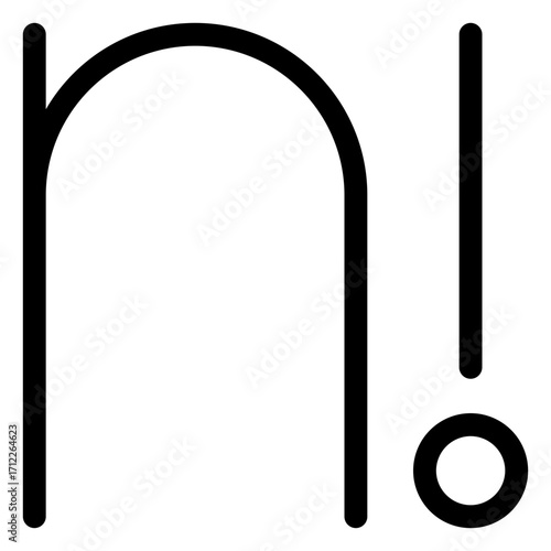 Mathematical representation of factorial function with visual elements for educational and analytical purposes
