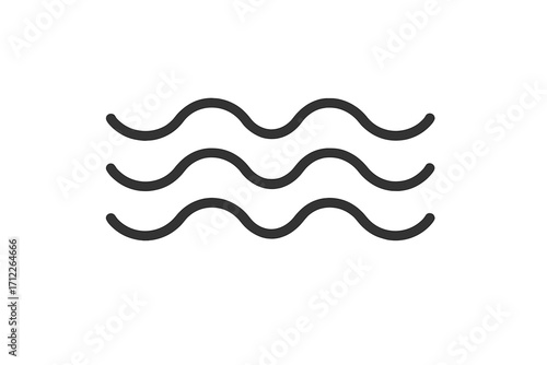 Wave icon set with water motion symbols, linear style vector illustration, abstract ocean waves, sea flow signs, smooth wavy lines collection, transparent background graphic