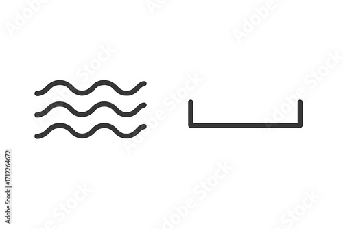 Wave icon surface symbol in linear style, simple vector cartoon illustration with transparent background, water wave lines design, minimalist fluid element, ocean sea ripple waves set