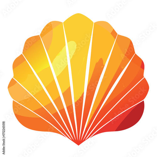 Vibrant stylized scallop shell silhouette design
