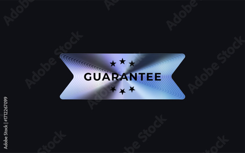 Guarantee Badge Sticker Limited Edition Label In Holograph Gradient Style. Glossy Metallic Icon Logo Seal For Branding, Promo, Ecommerce UI, Shop Product Advertising. Vector Illustration