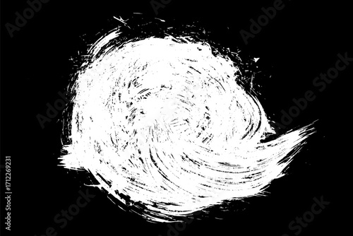 Scribble hand drawn in chalk on black background. Monochrome stain element. Digitally generated image. Vector illustration, Eps 10.