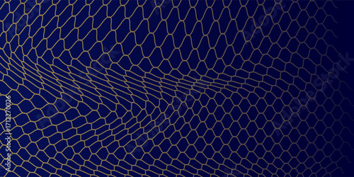 Abstract net background blue and gold for sports, Mesh texture for fishing nets. Seamless pattern for sportswear or soccer goal, volleyball net, basketball hoop, hockey, athletics. Vector