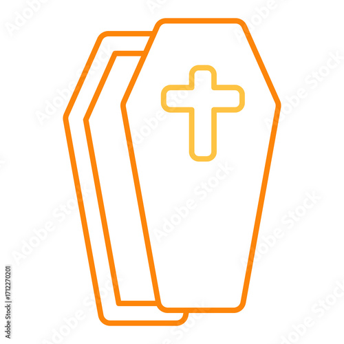 Coffin Colored Line Icon Vector Illustration