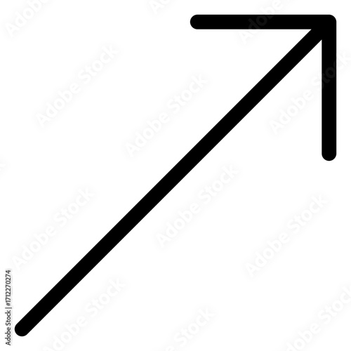 Stylish upward right arrow design for navigation and directional guidance in digital interfaces and applications