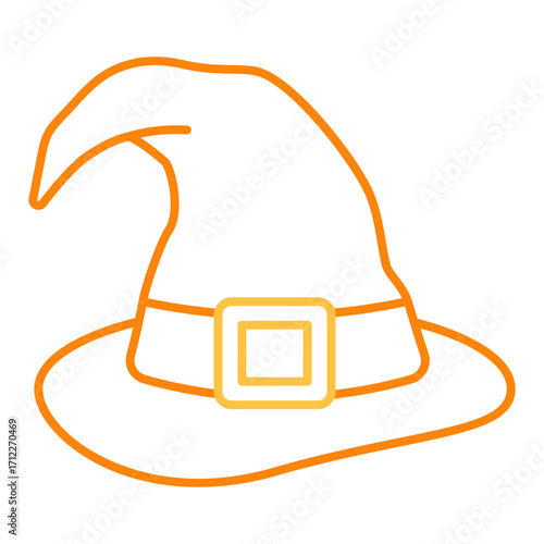 Witch Hat Colored Line Icon Vector Illustration