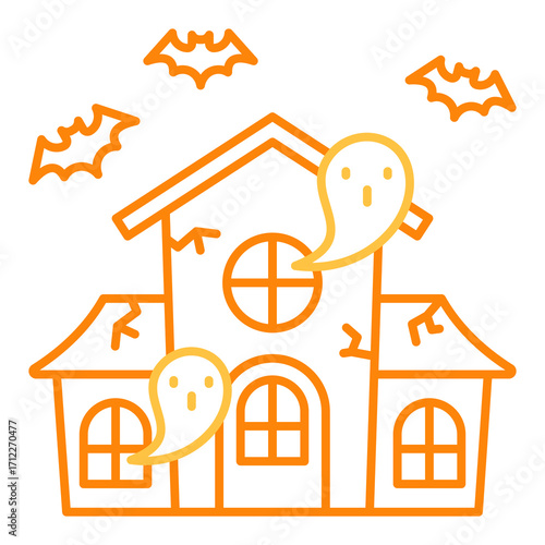 Haunted House Colored Line Icon Vector Illustration