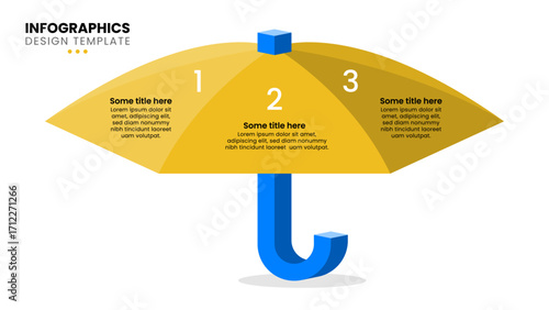 Infographic template. Yellow umbrella with 3 steps
