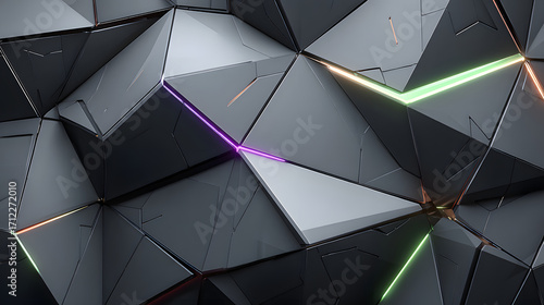 Dark Stylish Abstract Background with Neon Violet and Emerald Accents – Futuristic Metallic Texture