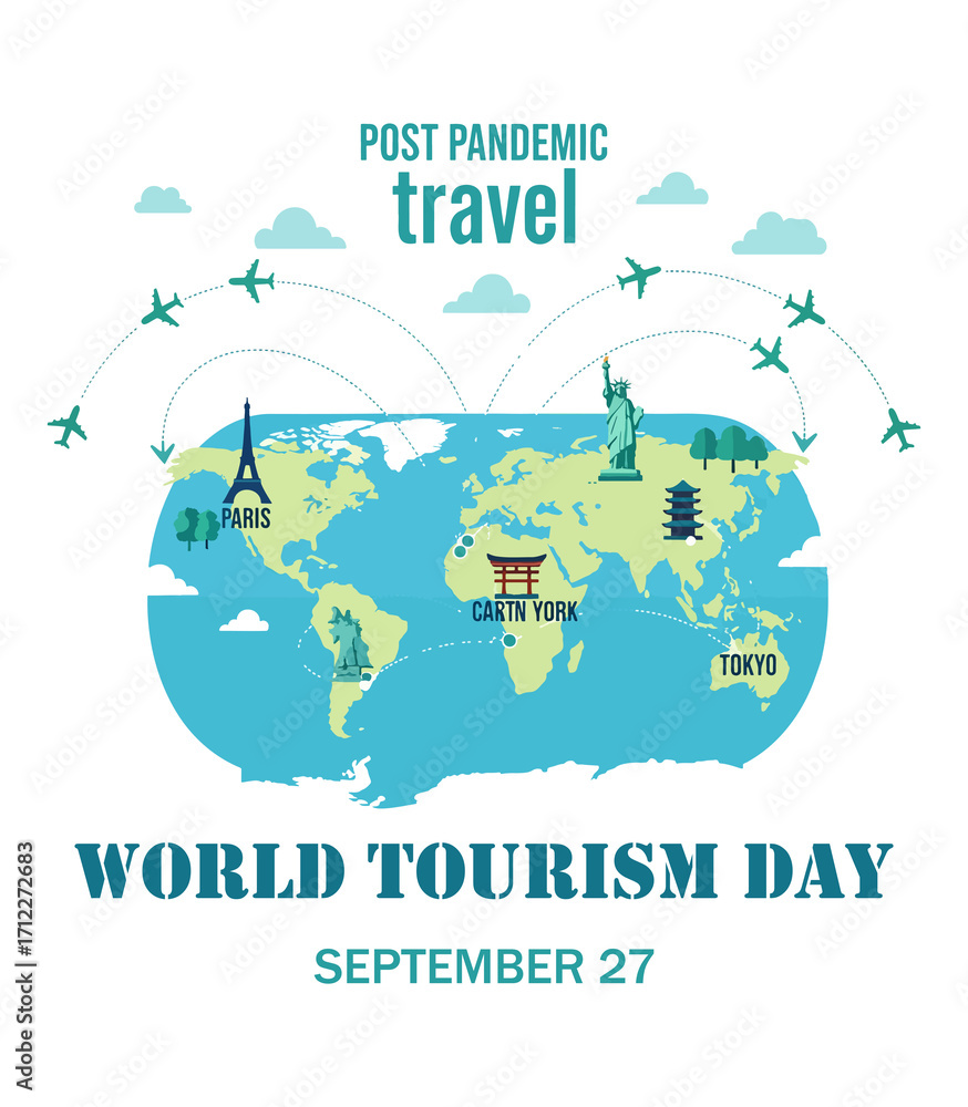 Naklejka premium Post-Pandemic Travel Trends - Safe, Flexible, and Sustainable Journeys