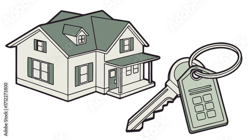 House key illustration home ownership real estate new home key chain house keys home sweet home property housing residential dwelling building architecture design illustration grap.