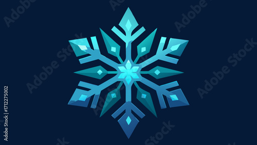 A stunning blue snowflake crystal design embodies the cold beauty of a winter holiday season