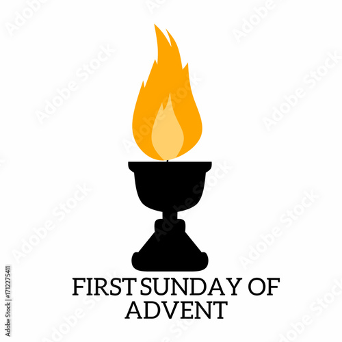 First Sunday of Advent or the Beginning of the New Church Year, Flat Background Vector Illustration