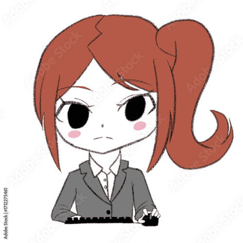 キーボードを操作するスーツの女の子