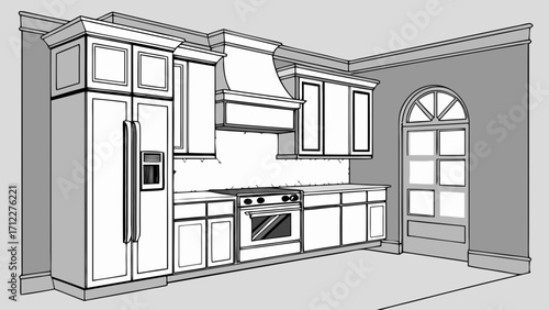 Kitchen design plan home renovation illustration cabinetry layout modern kitchen kitchen appliances kitchen remodel cooking space interior design sketch architectural drawing home improv.