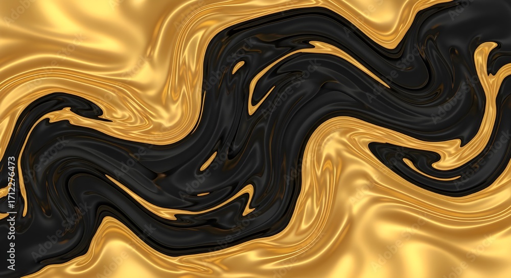 Obraz premium luxurious gold black fluid art texture pattern