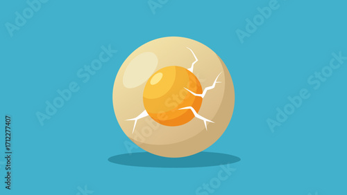 Broken egg with yellow yolk on a white background, a sunny food vector illustration