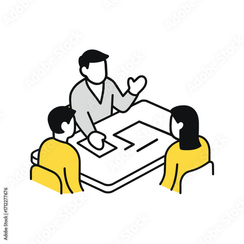 Business Meeting Illustration – Team Discussion and Office Collaboration Vector