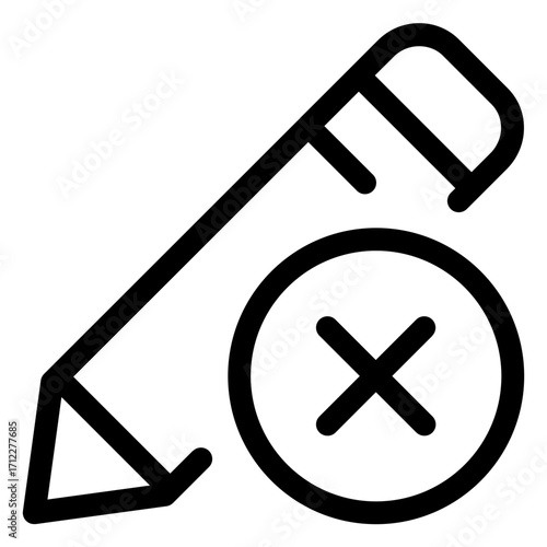 Pencil graphic representing editing and cancellation actions for digital applications and design tools