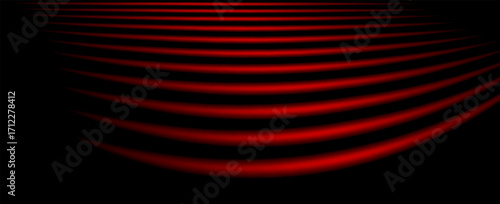 Red Wave Lines on Black Background. glowing wave lines on a black background, vector illustration