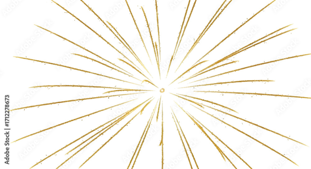 Naklejka premium Golden firework texture, thin stroke lines. Isolated png illustration, transparent background. Design for overlay, montage, texture. Happy new year concept