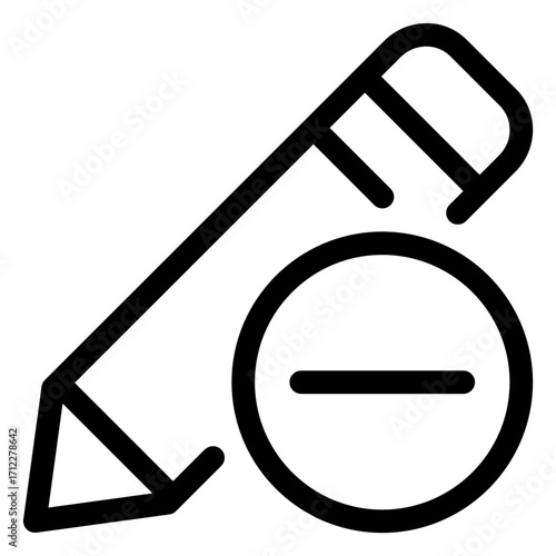 Pencil graphic representing editing and removal actions for digital content management and design applications