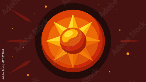 A vibrant icon of a burning nuclear sun symbolizes the intense heat and danger of radiation