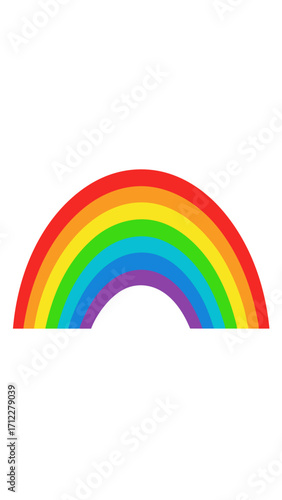 Colorful rainbow vector illustration in the sky with clouds and sun, a bright and abstract nature design