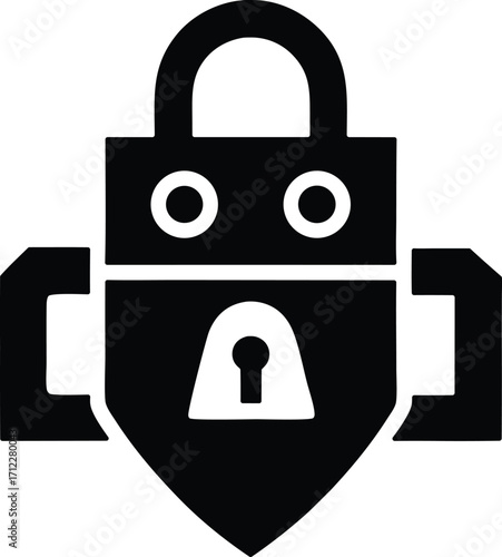 Robot lock vector icon.