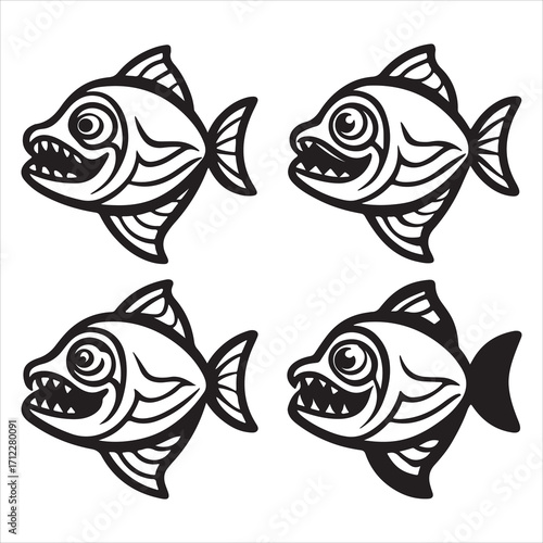 A Fearsome and Aggressive Piranha, a Freshwater Predator from the Amazon Basin with Razor-Sharp Teeth, a Carnivorous and Omnivorous Tropical Fish with a Powerful Bite