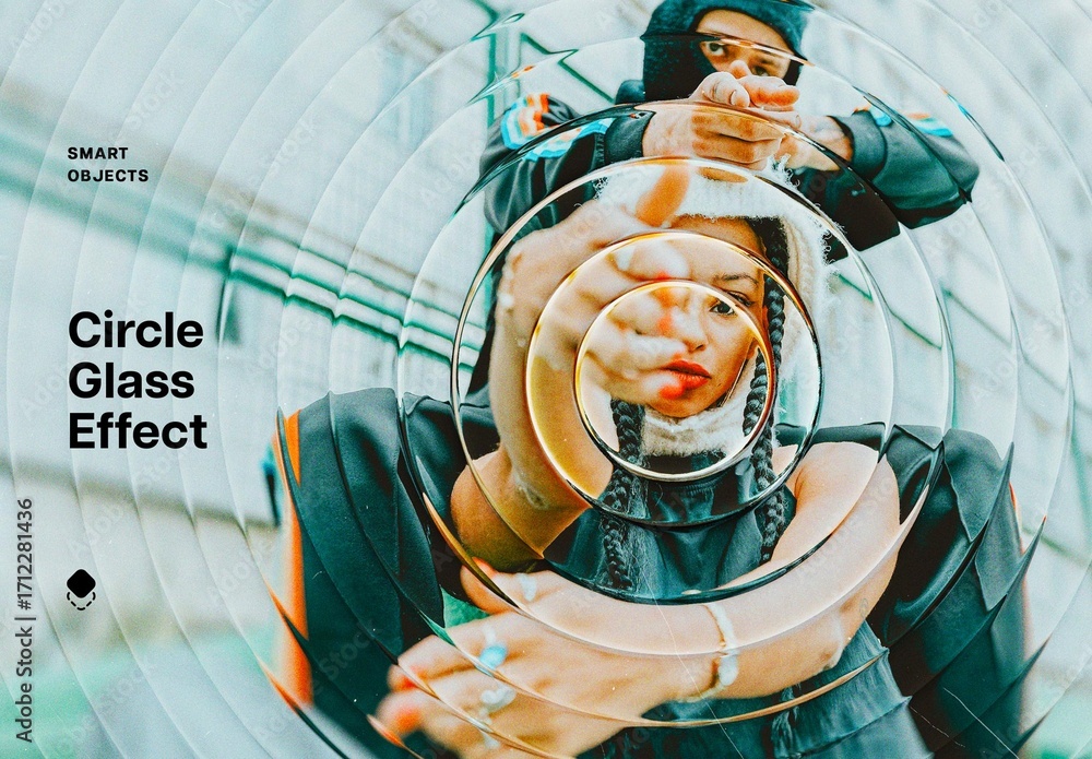 Circle Glass Photo Effect Mockup Stock Template | Adobe Stock