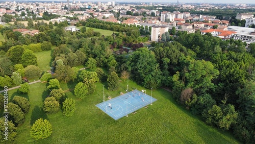 Vista Aerea del Parco Della Porada a Seregno, col campo da basket