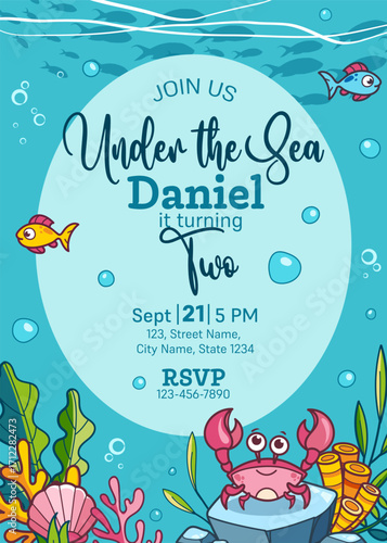 Crab Sea Birthday Invitation