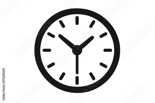 Clock icon vector graphic. Simple flat time symbol isolated on white background. Watch face illustration. Timer, deadline, schedule, time management concept for web design.