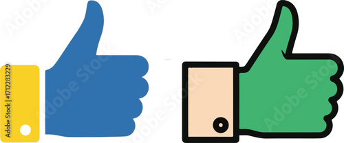 Colorful Thumbs Up Hand Icons Symbolizing Approval and Positive Feedback