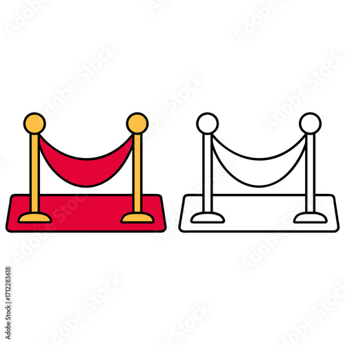 Red Carpet Event Illustration in Color and Line Art