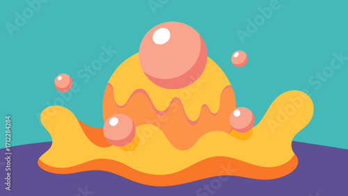 A funny cartoon vector illustration of a baby chicken and fish in a sea-themed Easter egg design on a yellow background