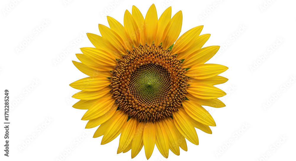Obraz premium Bright yellow sunflower bloom isolated on transparent background