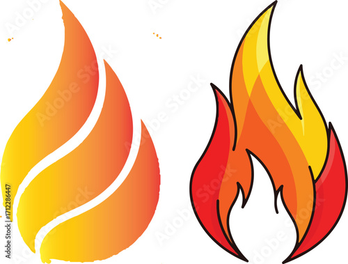 Abstract and Cartoon Fire Flame Symbols