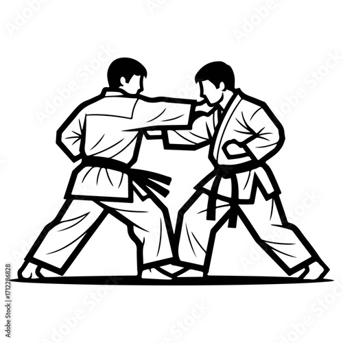 Karate Fighters in Action - Dynamic Martial Arts Training.