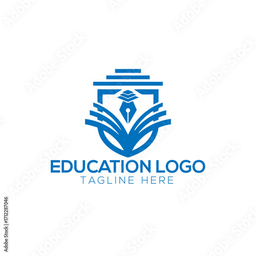 Education Book & Shield Logo – Knowledge & Learning Institute Icon