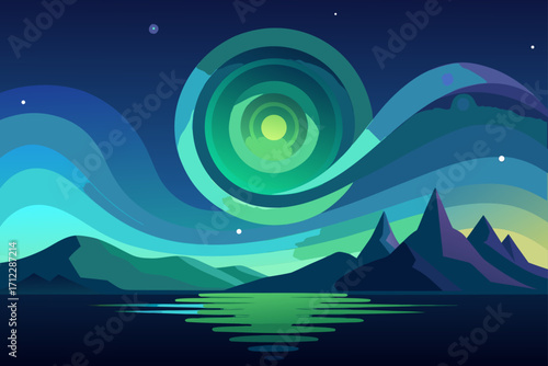 night landscape with moon