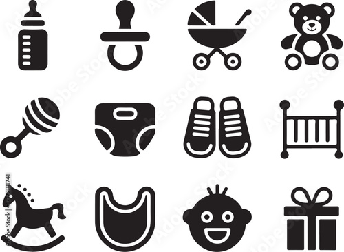 Adorable baby icons for nursery and gifts