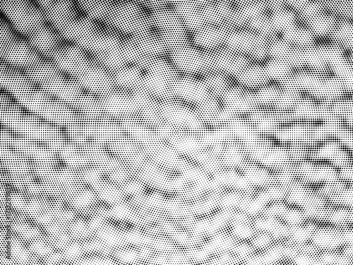 Dotted halftone texture background. Black and white pop art gradient overlay. Fading grunge gritty noise wallpaper. Weathered pixelated comic backdrop. Vector bitmap subtle vanishing surface