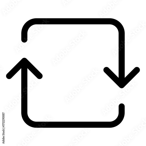 Dynamic square arrows representing synchronization and data transfer for seamless connectivity in digital applications